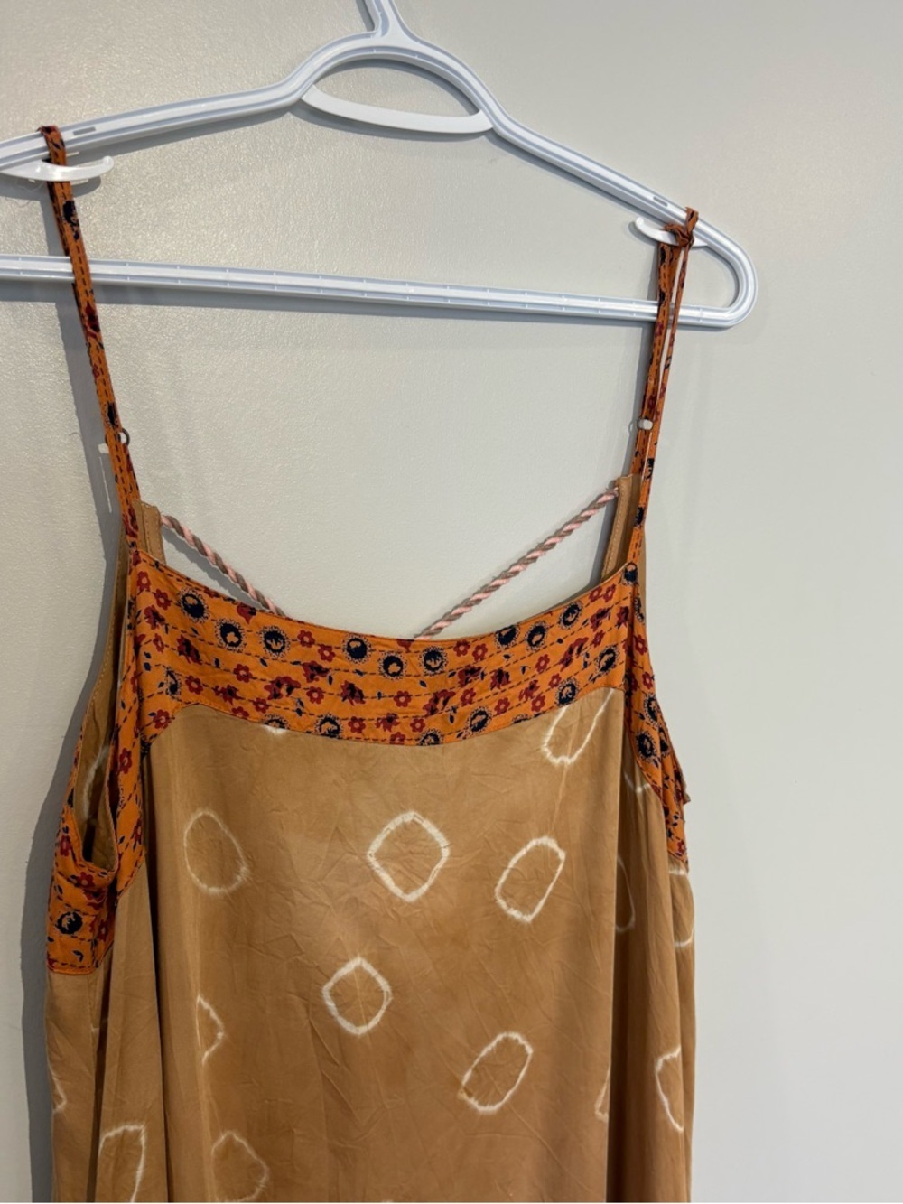 Anthropologie Dress Embroidered Neckline Modal Slip Dress Handkerchief Hem boho - Picture 3 of 9